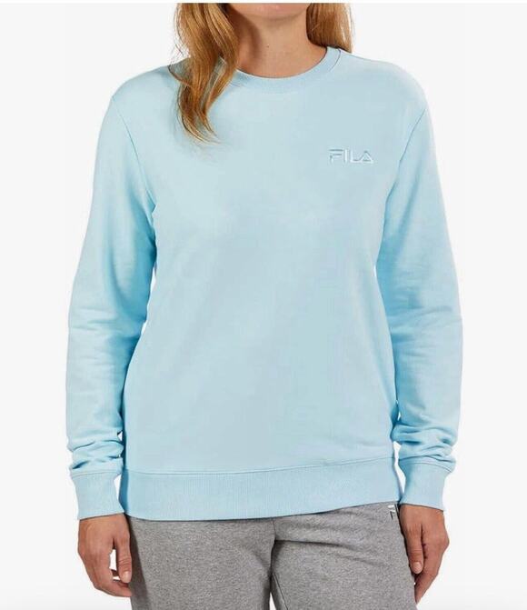 Fila Tops - FILA French Terry Sweatshirt Womens M Blue Crewneck Pullover Pockets Lounge
